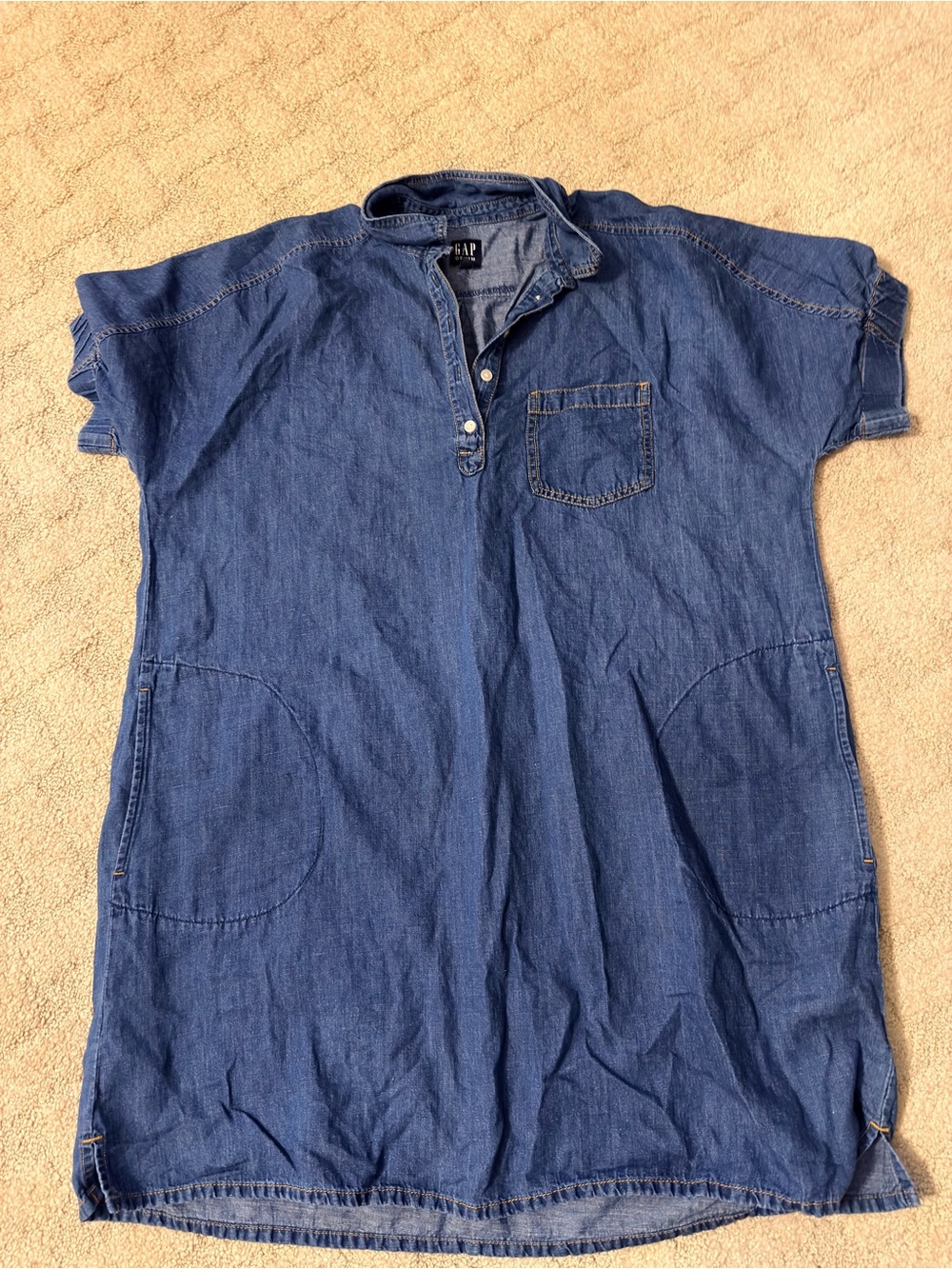 GAP Women's Blue Denim Button-Down Tunic Shirt